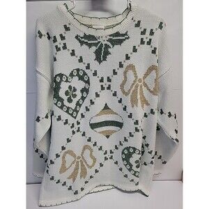 Vtg 80s 90s Holiday Time Lurex Blend METALLIC Blue Ugly Christmas Sweater M